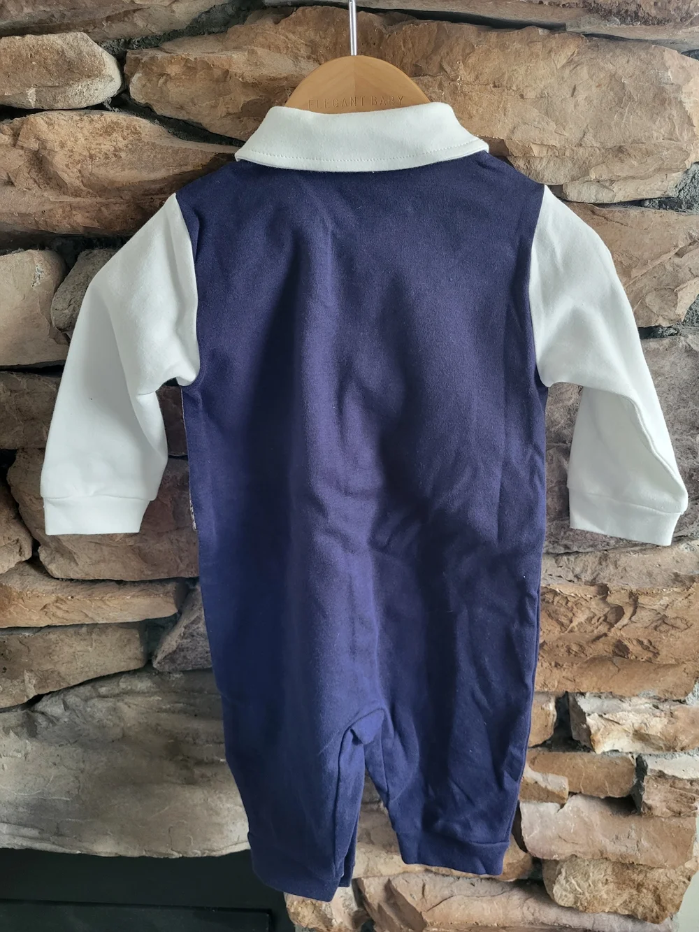 Infant Boy Navy Bowtie & Plaid Vest One-Piece NWT